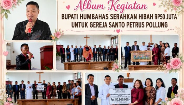 Bupati Humbahas Serahkan Hibah Keagamaan Rp50 Juta untuk Gereja Santo Petrus Pollung