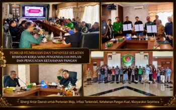 Pemkab Humbahas dan Tapanuli Selatan Resmikan Kerja Sama Strategis Pengendalian Inflasi dan Ketahanan Pangan                                  Radarihterpol-Humbahas ,-Pemerintah Kabupaten Humbang Hasundutan (Humbahas) dan Pemerintah Kabupaten Tapanuli Selatan (Tapsel) resmi menjalin kerja sama strategis di bidang pertanian sebagai langkah nyata mendukung pengendalian inflasi daerah dan memperkuat ketahanan pangan. Kesepakatan tersebut ditandai dengan penandatanganan Kesepakatan Bersama dan Perjanjian Kerja Sama yang dilaksanakan di Kantor Bupati Tapanuli Selatan, Sipirok, Jumat (19/6/2026).  Kerja sama ini menjadi wujud komitmen kedua pemerintah daerah dalam membangun sinergi lintas wilayah guna memperkuat sektor pertanian sebagai tulang punggung perekonomian masyarakat, sekaligus menjaga stabilitas pasokan dan harga pangan di tengah berbagai tantangan ekonomi yang berkembang saat ini.  Rombongan Pemerintah Kabupaten Humbang Hasundutan dipimpin Asisten Perekonomian dan Pembangunan Martogi Purba mewakili Bupati Humbang Hasundutan Dr. Oloan Paniaran Nababan, SH, MH. Turut hadir Asisten Pemerintahan dan Kesejahteraan Rakyat Sabar H. Purba, Kepala Dinas Pertanian dan Ketahanan Pangan Tukka Siahaan, Kabag Hukum Syahrizal Simamora, Kabag Perekonomian dan SDA Mariani Sinaga, Sekretaris Kopenaker Manongam Pasaribu serta sejumlah pejabat terkait lainnya.  Kedatangan rombongan Pemkab Humbahas disambut langsung oleh Wakil Bupati Tapanuli Selatan H. Jafar Syahbuddin Ritonga bersama Sekretaris Daerah Sofyan Adil, para asisten dan jajaran Pemerintah Kabupaten Tapanuli Selatan.  Dalam sambutannya, Wakil Bupati Tapanuli Selatan H. Jafar Syahbuddin Ritonga menyampaikan apresiasi atas terjalinnya kerja sama antara kedua daerah. Menurutnya, kolaborasi antar daerah merupakan langkah strategis untuk memperkuat ketahanan pangan dan meningkatkan kesejahteraan masyarakat.  “Kerja sama ini merupakan bentuk sinergi yang sangat positif. Dengan potensi pertanian yang dimiliki masing-masing daerah, kita optimistis dapat menjaga ketersediaan pangan, memperlancar distribusi komoditas, dan mendukung pengendalian inflasi secara berkelanjutan,” ujarnya.  Sementara itu, mewakili Bupati Humbahas, Martogi Purba menegaskan bahwa sektor pertanian memiliki peranan yang sangat penting dalam menjaga stabilitas ekonomi daerah. Oleh sebab itu, diperlukan kerja sama yang kuat antar daerah untuk meningkatkan produktivitas pertanian, memperkuat rantai pasok pangan, dan memperluas akses pasar bagi petani.  Menurutnya, kolaborasi yang dibangun antara Kabupaten Humbang Hasundutan dan Kabupaten Tapanuli Selatan merupakan langkah konkret dalam menciptakan sistem pangan yang tangguh dan berkelanjutan. Selain menjaga stabilitas harga, kerja sama tersebut juga diharapkan mampu meningkatkan pendapatan petani melalui terbukanya peluang pemasaran hasil pertanian yang lebih luas.  Penandatanganan kerja sama ini merupakan tindak lanjut dari pertemuan sebelumnya yang telah dilaksanakan pada 12 Mei 2026 di Kabupaten Humbang Hasundutan. Dalam pertemuan tersebut, kedua pemerintah daerah telah membahas berbagai peluang kerja sama strategis yang dapat dikembangkan bersama, khususnya dalam sektor pertanian dan ketahanan pangan.  Melalui kesepakatan yang telah ditandatangani, kedua daerah berkomitmen meningkatkan produktivitas pertanian, memperkuat distribusi dan pemasaran hasil pertanian, menjaga stabilitas harga komoditas strategis, serta mendukung upaya pengendalian inflasi daerah secara berkelanjutan.  Kerja sama ini juga diharapkan menjadi model sinergi antar daerah dalam memperkuat ketahanan pangan nasional, sekaligus mendorong pertumbuhan ekonomi daerah yang inklusif dan berkelanjutan. Dengan kolaborasi yang erat, kedua pemerintah daerah optimistis mampu menghadirkan manfaat nyata bagi masyarakat, khususnya para petani yang menjadi ujung tombak pembangunan sektor pertanian.  Di akhir kegiatan, kedua belah pihak melakukan sesi foto bersama sebagai simbol komitmen dan semangat kebersamaan dalam membangun sektor pertanian yang lebih maju, meningkatkan kesejahteraan masyarakat, serta mewujudkan ketahanan pangan yang kuat dan berkelanjutan di Sumatera Utara. (P.Lumbagaol)