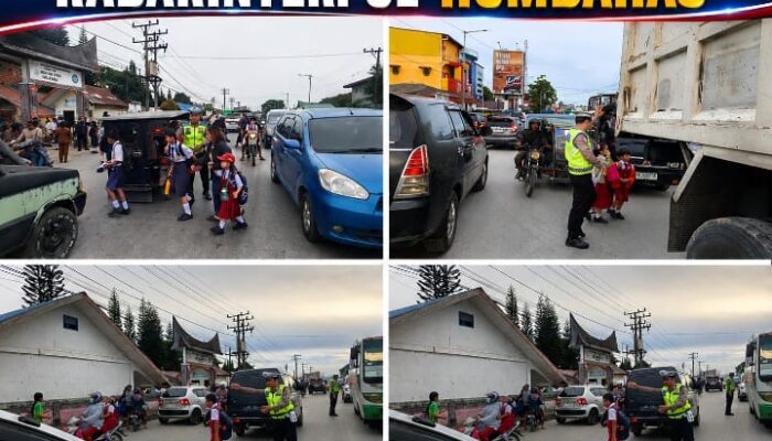 Hari Pertama Sekolah, Satlantas Polres Humbahas Hadir Urai Kepadatan Lalu Lintas di Doloksanggul