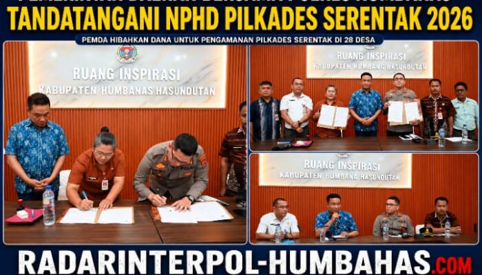 Pemkab Humbahas dan Polres Tandatangani NPHD Pengamanan Pilkades Serentak 2026