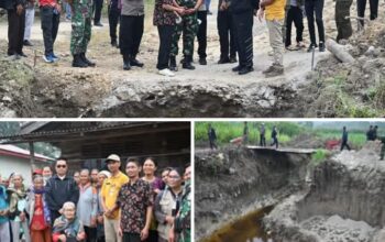 Bupati Humbahas Tinjau Progres Pembangunan Jembatan Merah Putih di Tapian Nauli